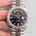 Replica Rolex Day-Date II Black Baguette Face Watch w/ New Style President strap